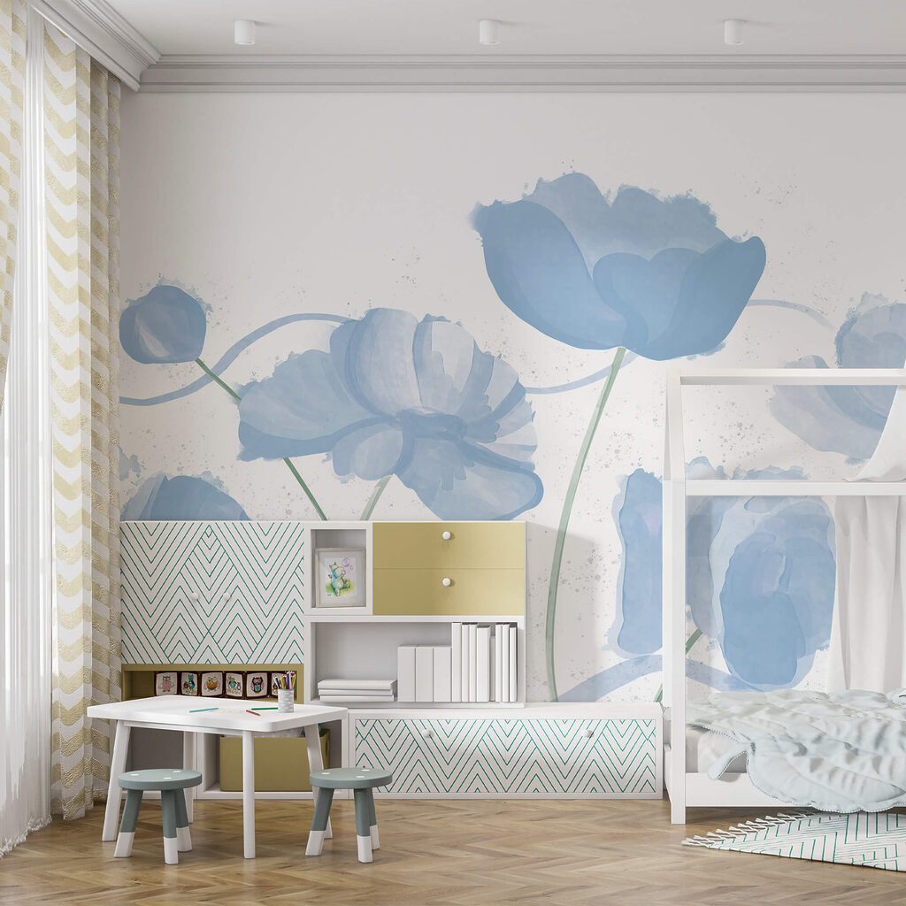 Jemné kvety v jemných modrých odtieňoch