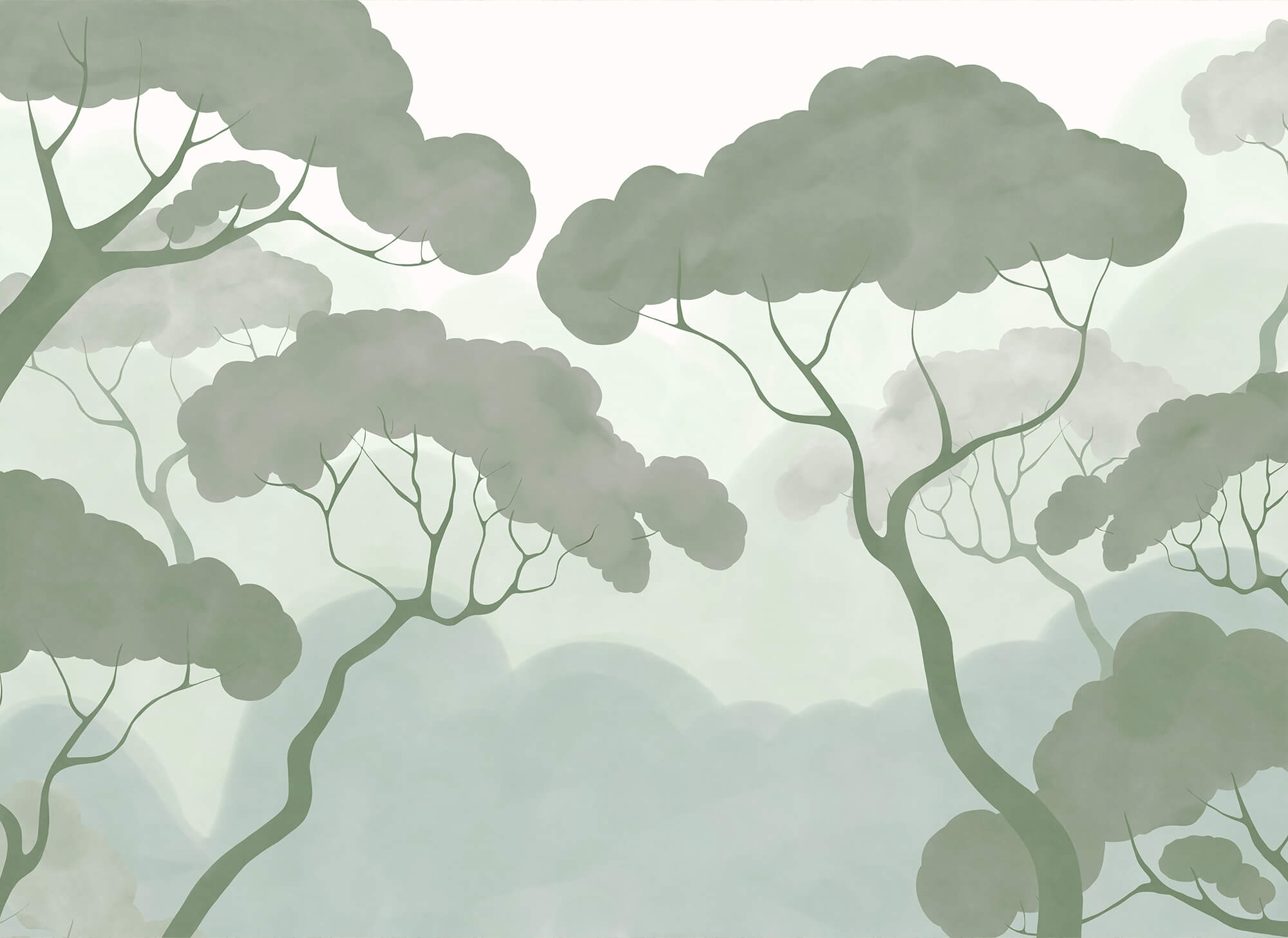 Group of trees with green leaves