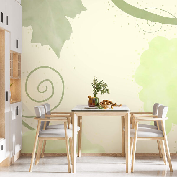 Zelené listy a víry na bielom pozadí