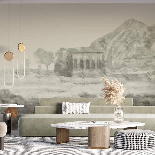 Kresba budovy a hory