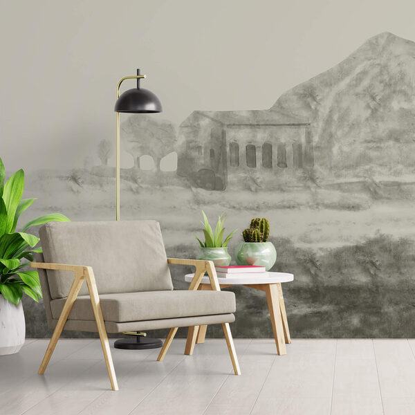 Kresba budovy a hory