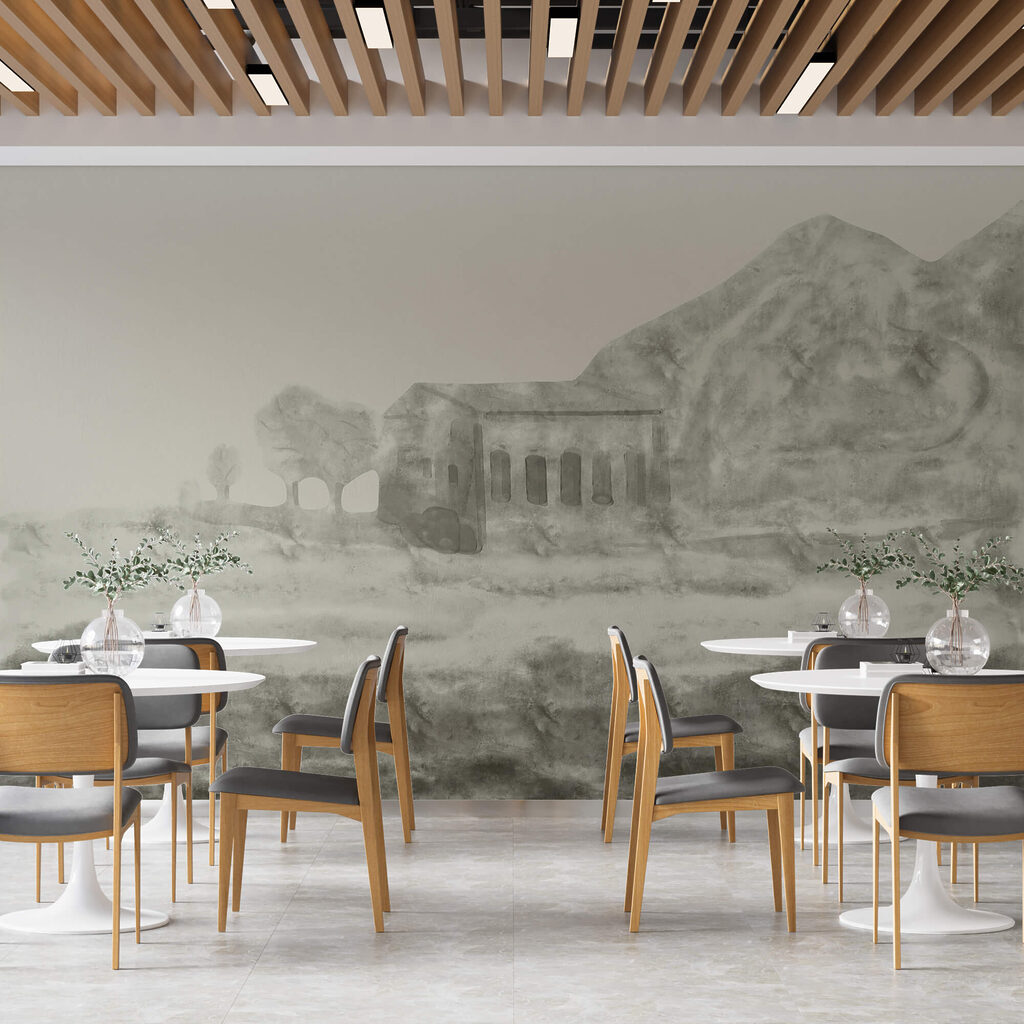 Kresba budovy a hory