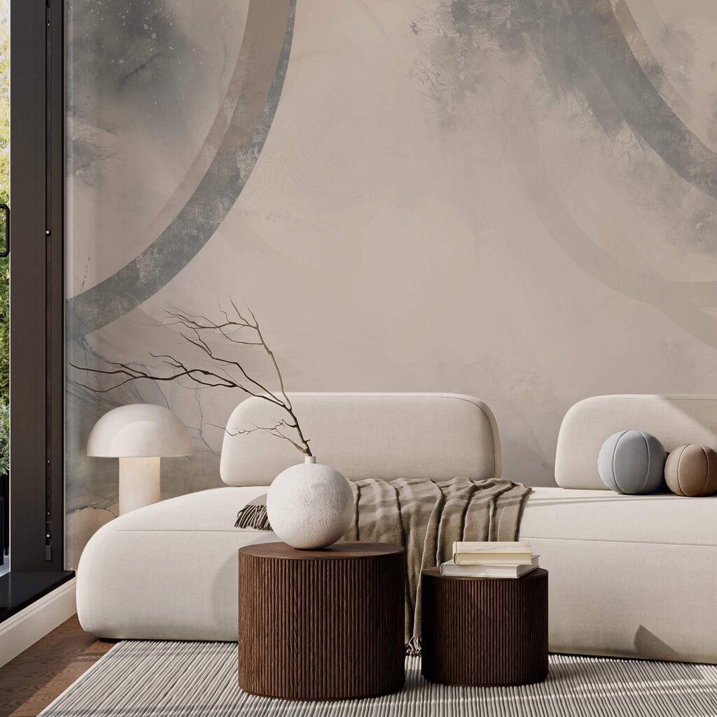 Biele a šedé pozadie s čiernymi a bielymi kruhmi