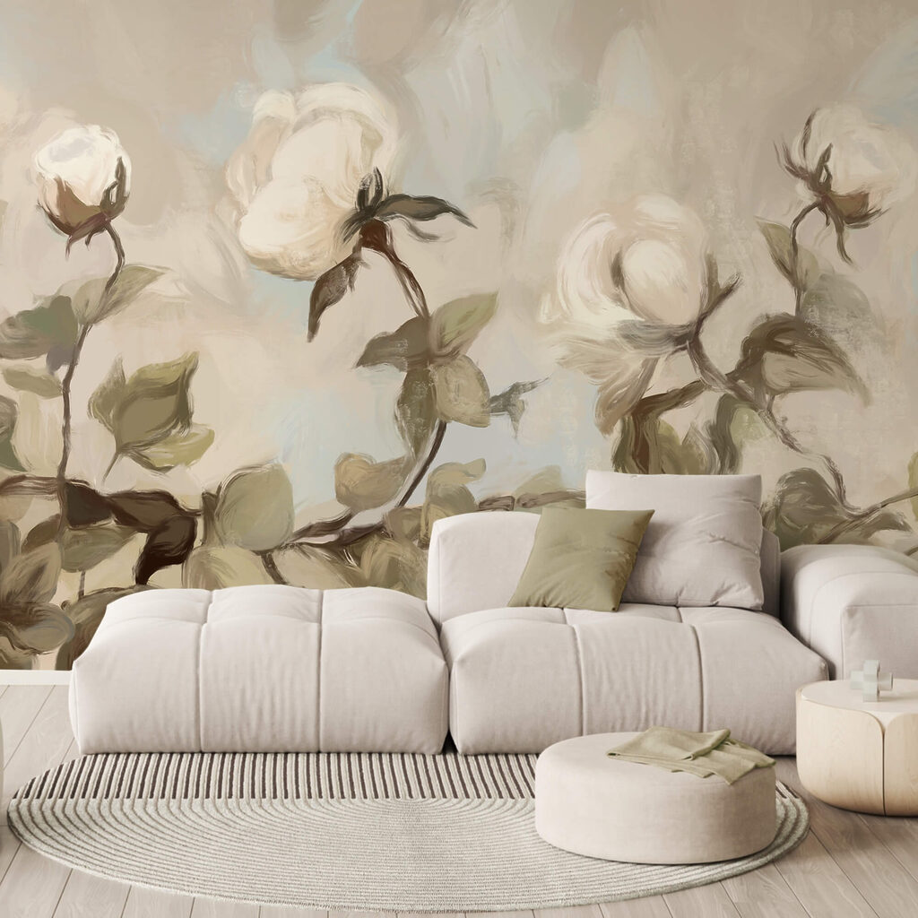 Maľovanie bielych kvetov a listov