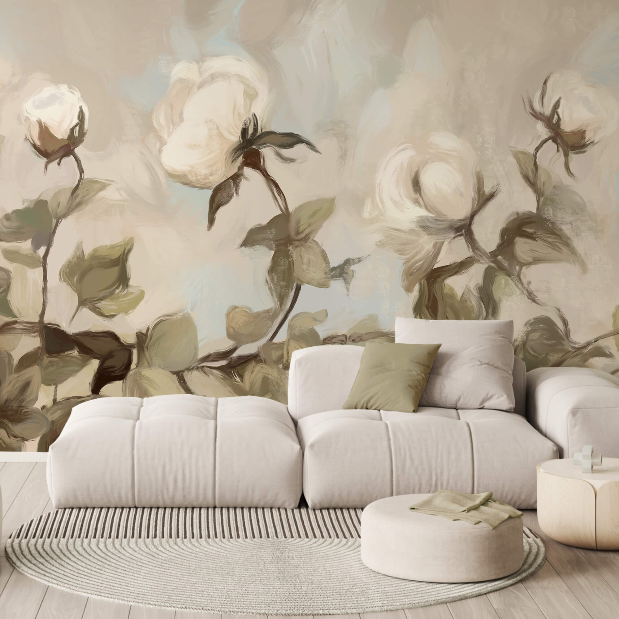 Maľovanie bielych kvetov a listov