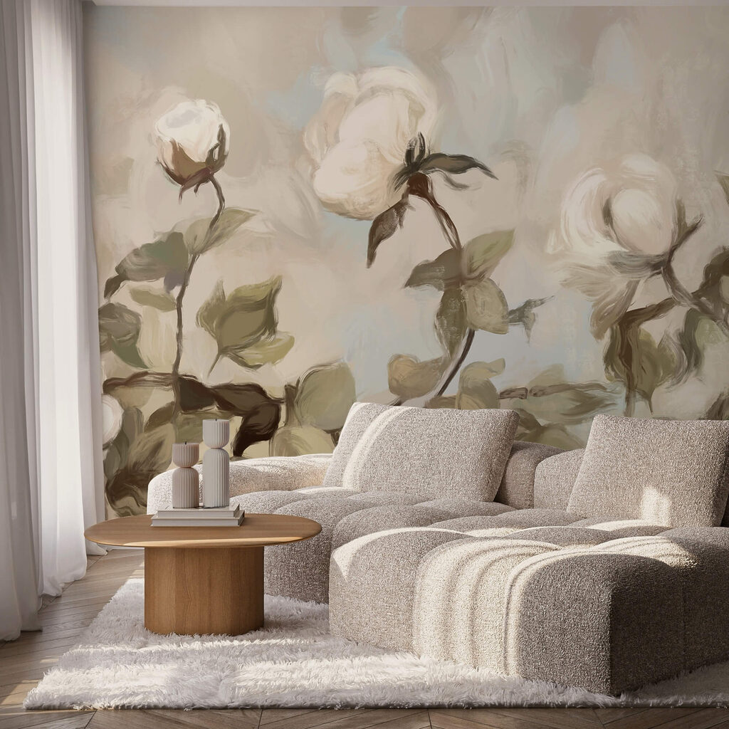 Maľovanie bielych kvetov a listov