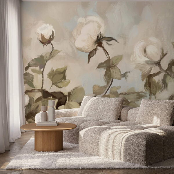 Maľovanie bielych kvetov a listov