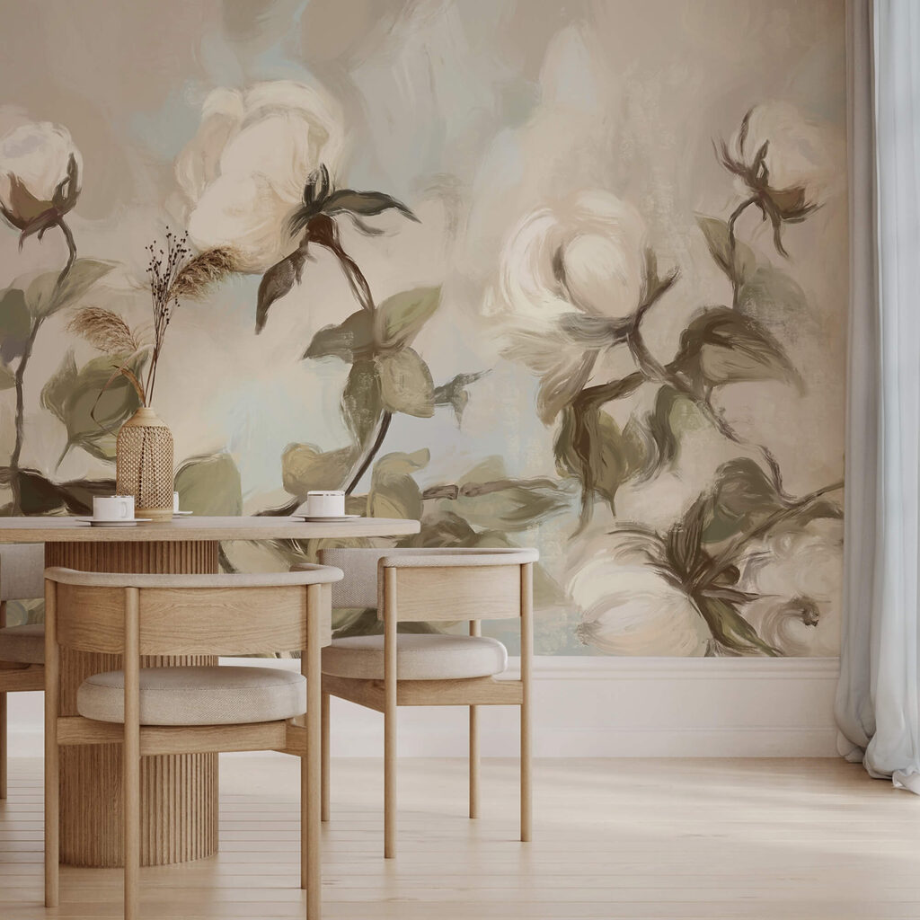 Maľovanie bielych kvetov a listov