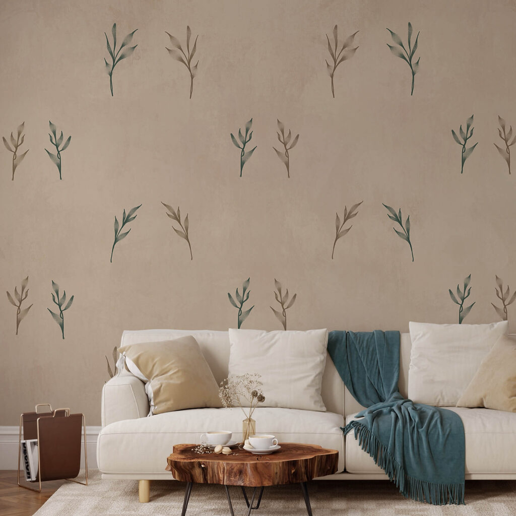 Vzor listov na béžovom pozadí Vzor listov na béžovom pozadí