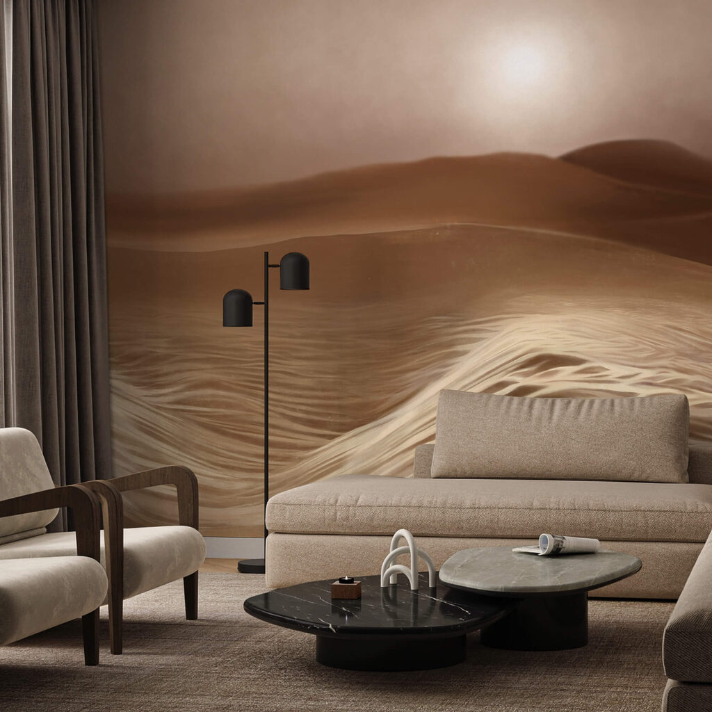 Púšť s vlnami a slnkom Púšť s vlnami a slnkom