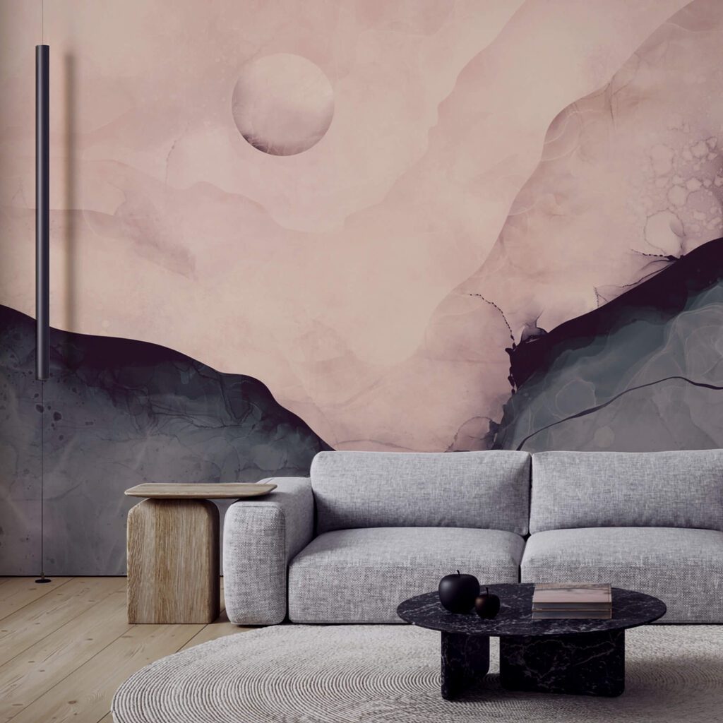 Maľba hory s mesiacom