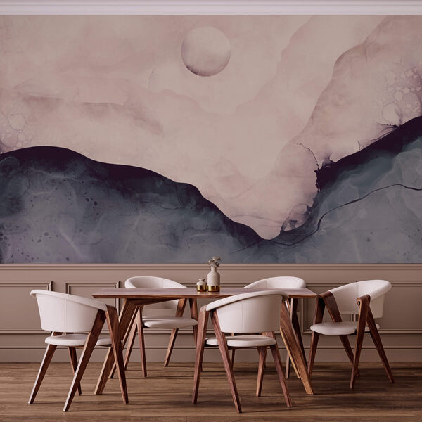 Maľba hory s mesiacom