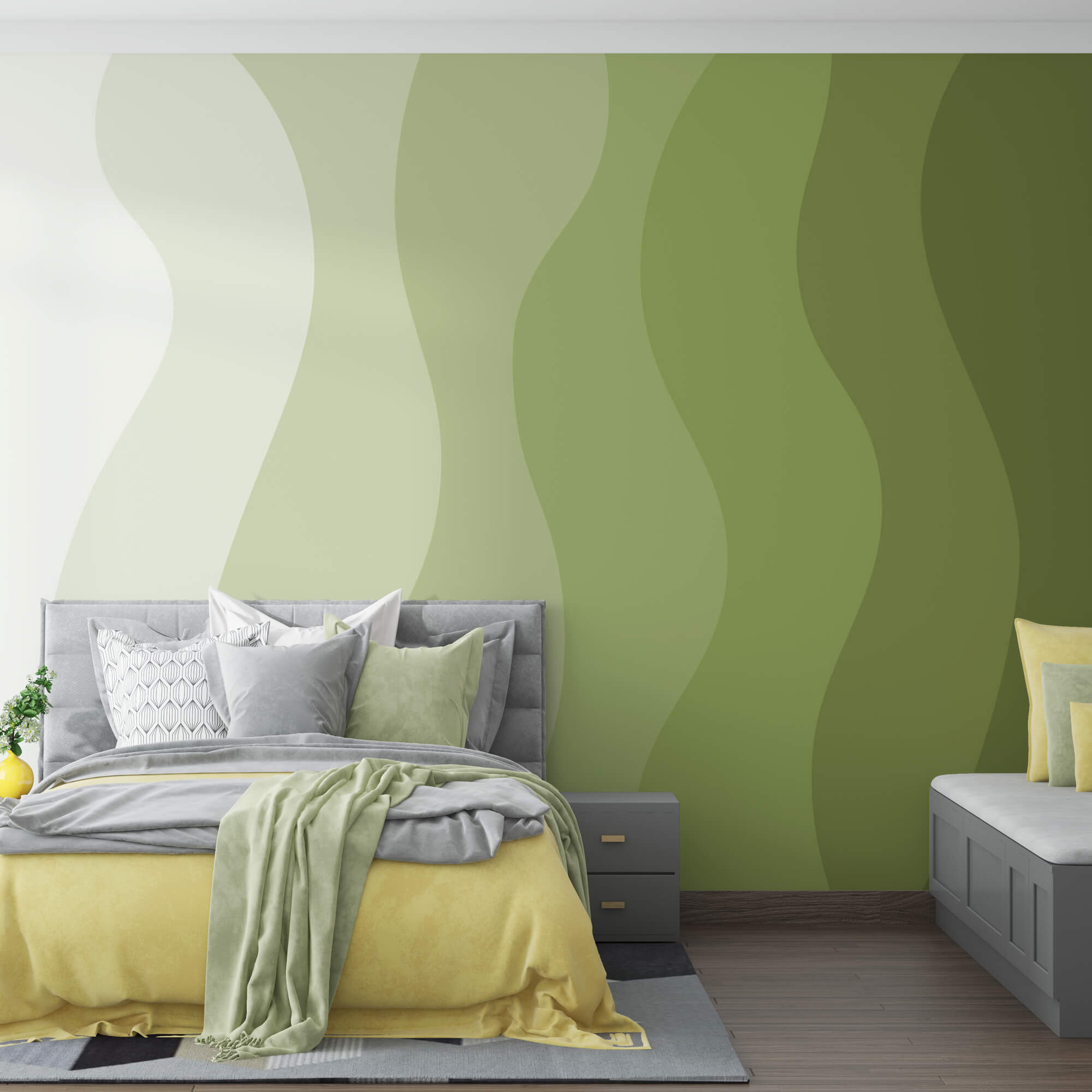 Zelené a biele vlnovky