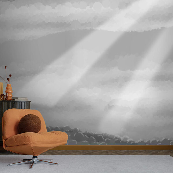 Šedotónový obrázok mrakov a slnečných lúčov Šedotónový obrázok mrakov a slnečných lúčov