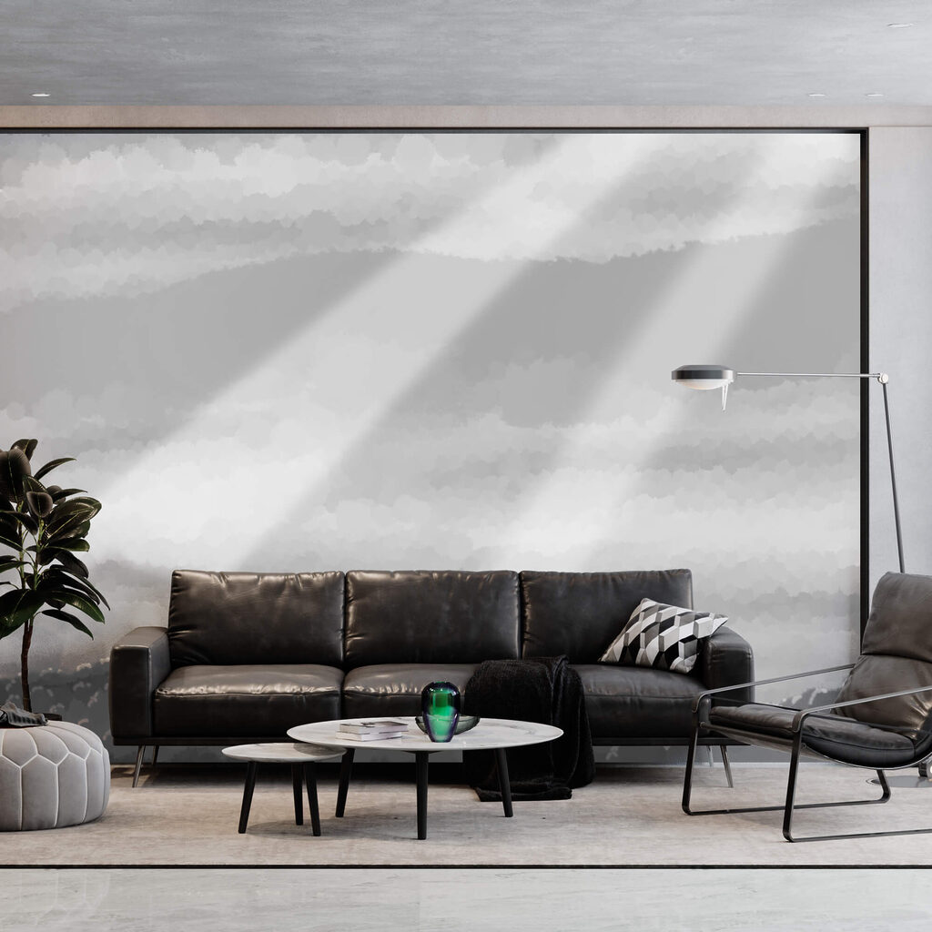 Šedotónový obrázok mrakov a slnečných lúčov Šedotónový obrázok mrakov a slnečných lúčov