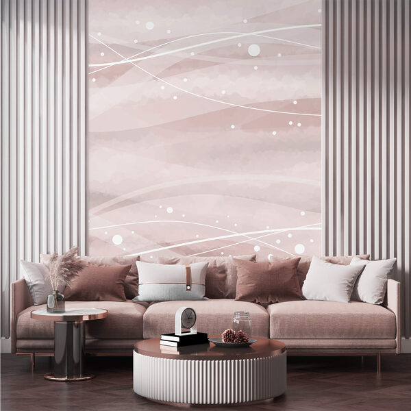 Biele čiary a bodky na ružovom pozadí