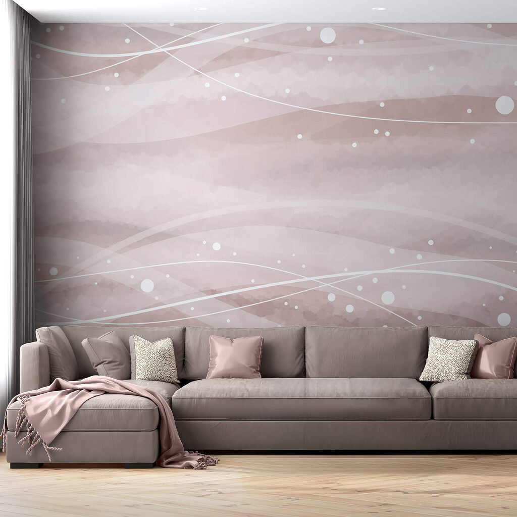 Biele čiary a bodky na ružovom pozadí