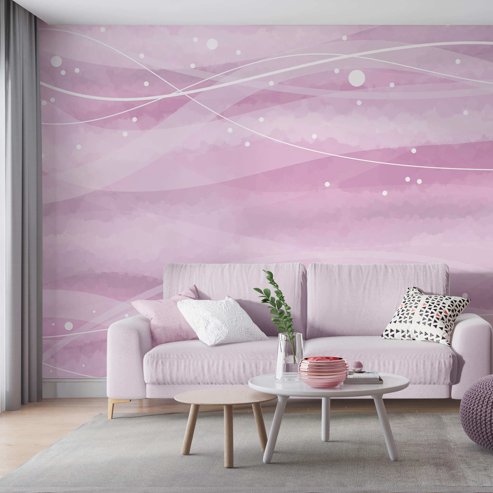 Ružové pozadie s bielymi čiarami a bodkami Ružové pozadie s bielymi čiarami a bodkami