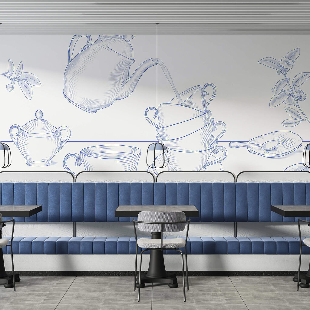 Čajník nalieva do stohu šálok