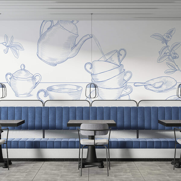 Čajník nalieva do stohu šálok