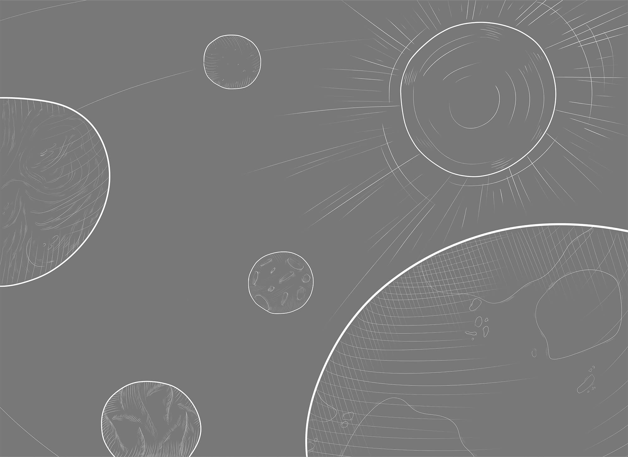 Grey background with circles and sun