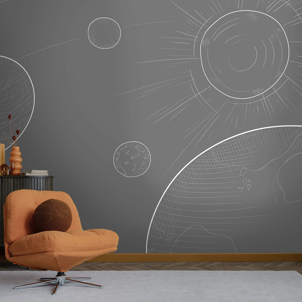 Sivé pozadie s kruhmi a slnkom