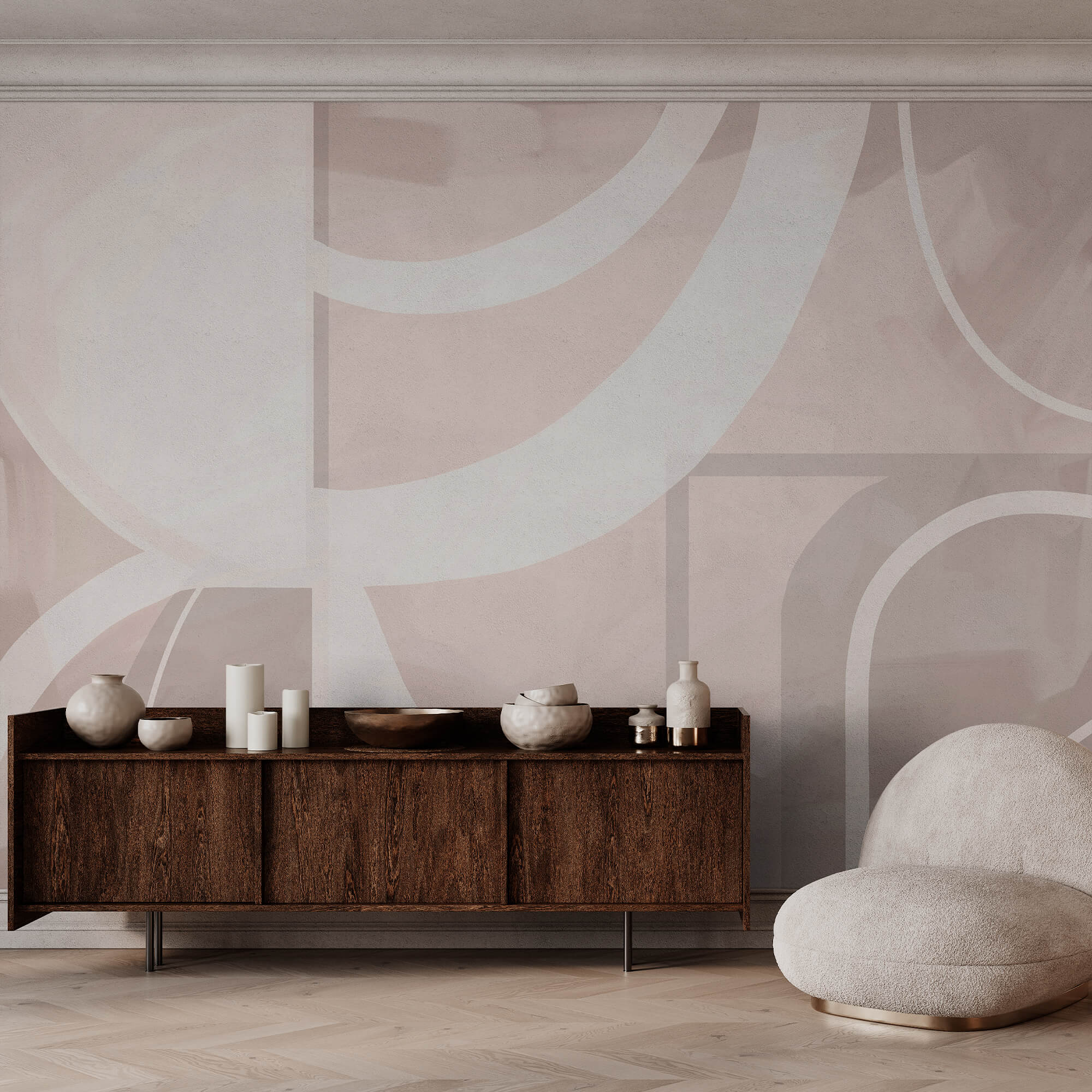 Abstraktné tvary v jemných pastelových farbách