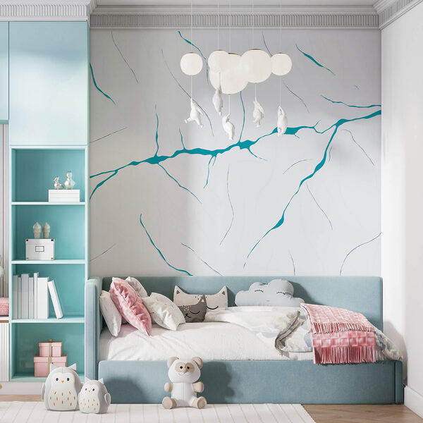 Modré čiary na bielom povrchu