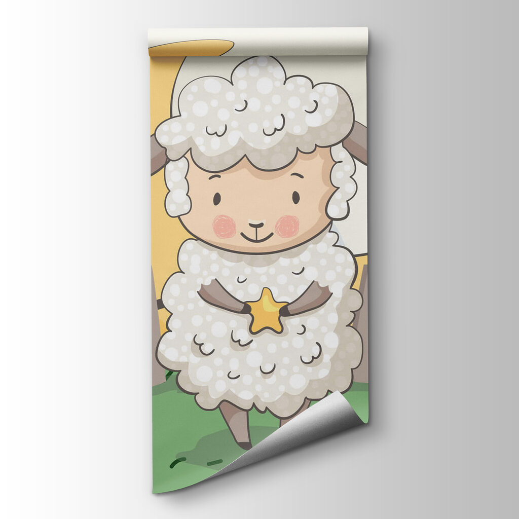 Cartoon of a sheep holding a star Cartoon of a sheep holding a star