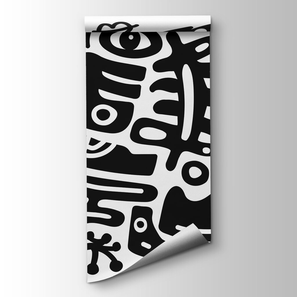 Black and white drawing of various shapes