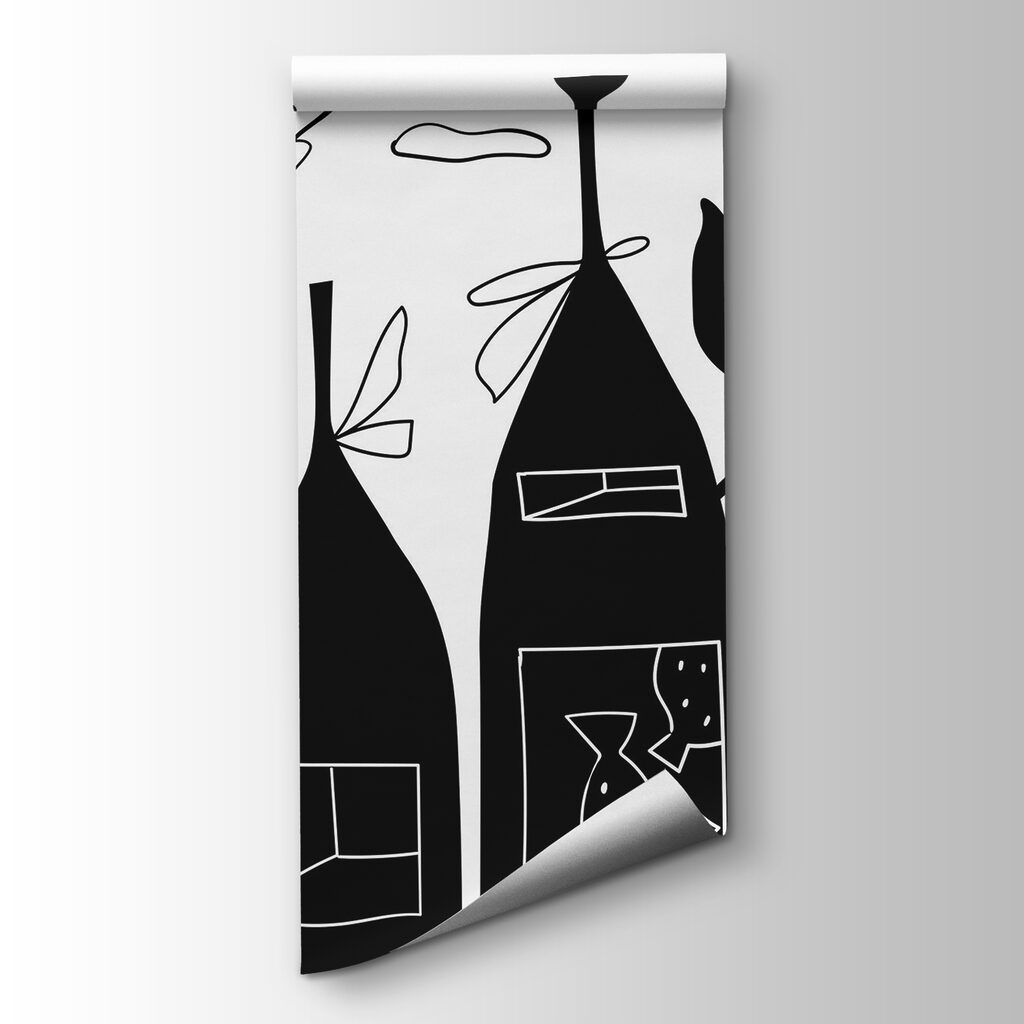 Black and white drawing of bottles Black and white drawing of bottles