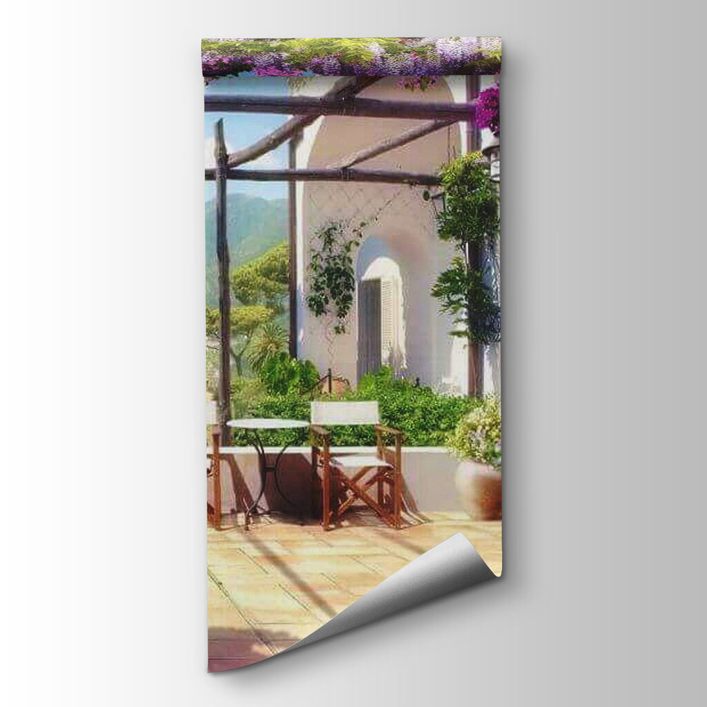 Patio with purple flowers and plants Patio with purple flowers and plants