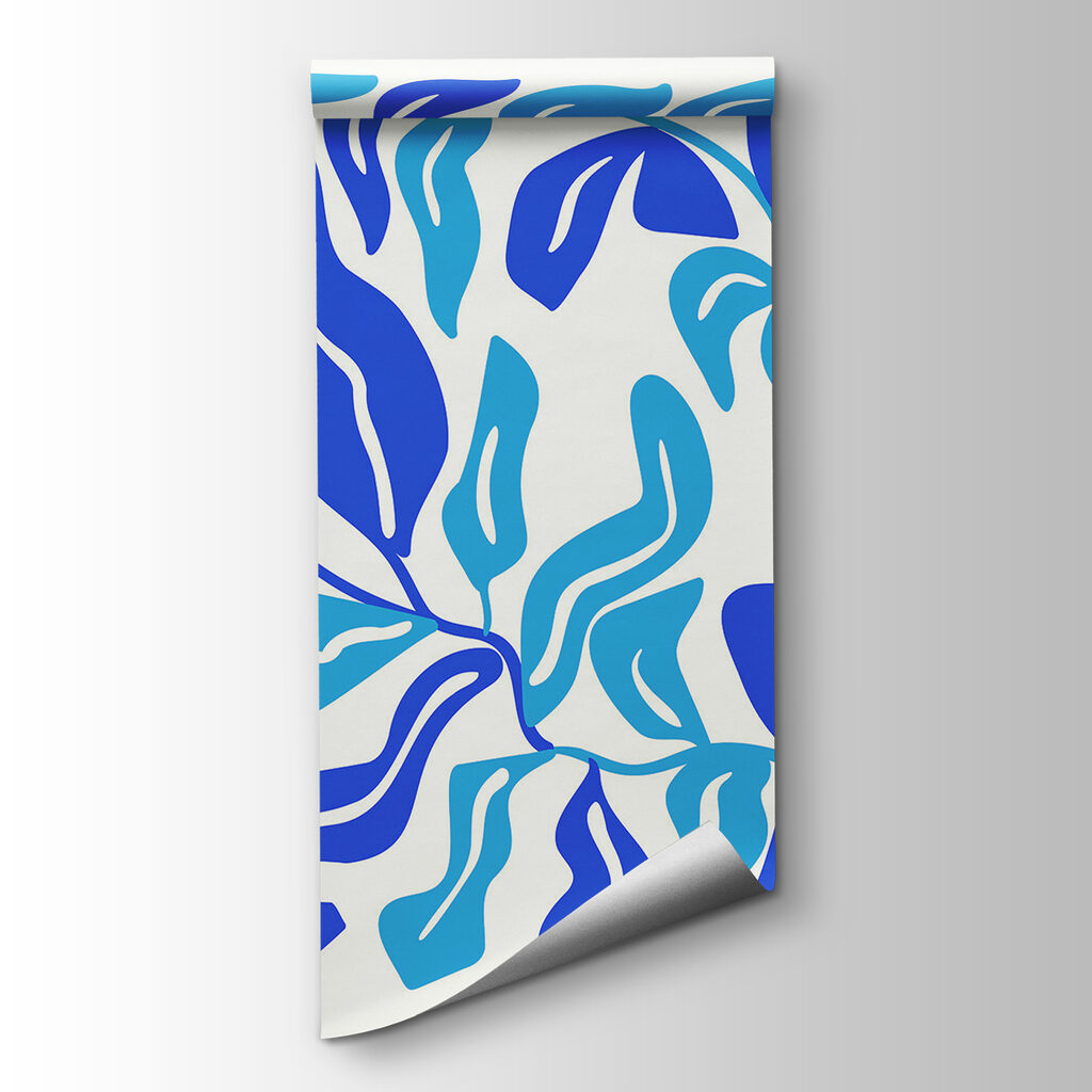 Blue and white drawing of leaves Blue and white drawing of leaves