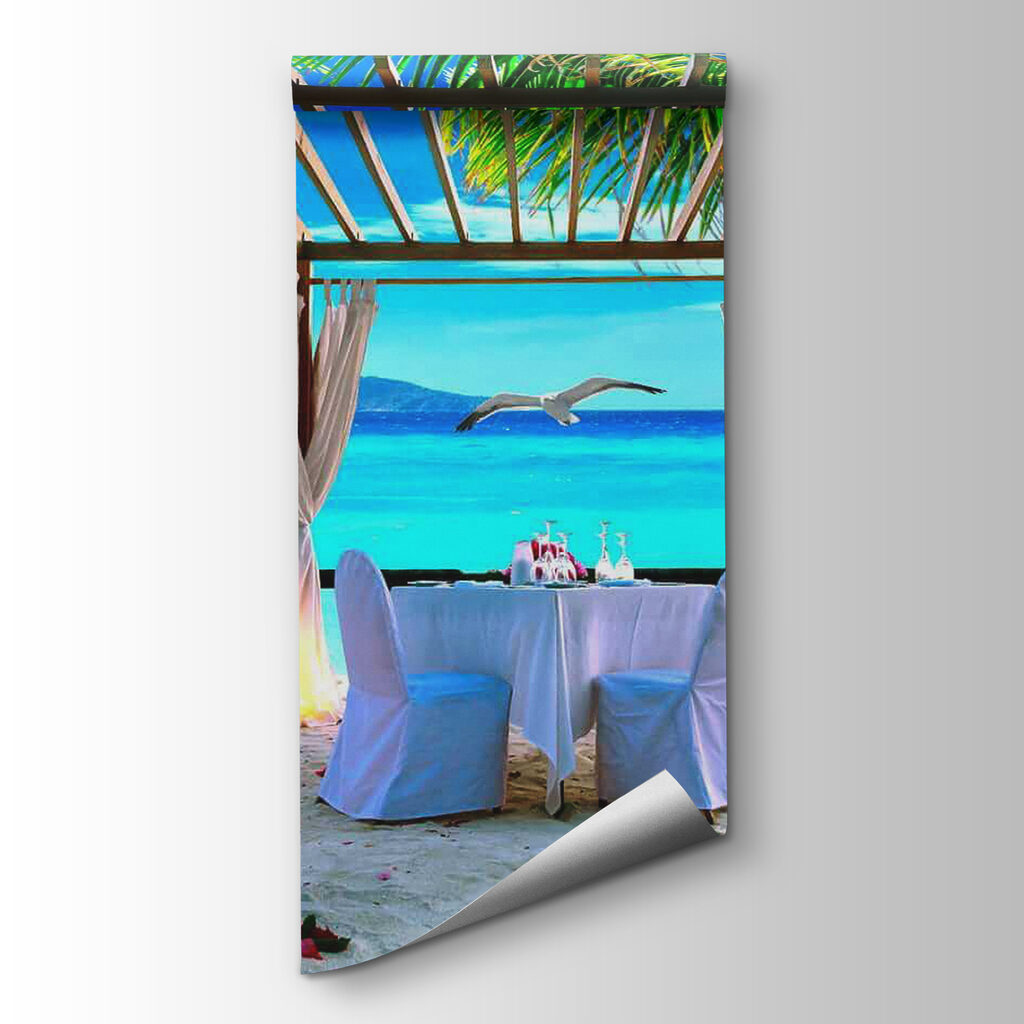 Table set up on a beach Table set up on a beach