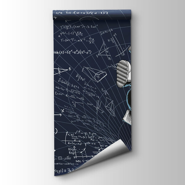 Man in space suit falling on a board with math equations Man in space suit falling on a board with math equations