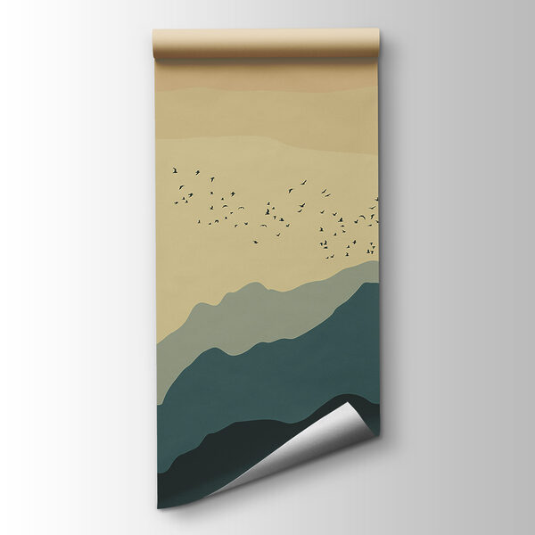 Group of birds flying over mountains Group of birds flying over mountains