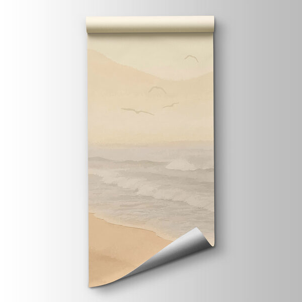 Beach with waves and birds Beach with waves and birds