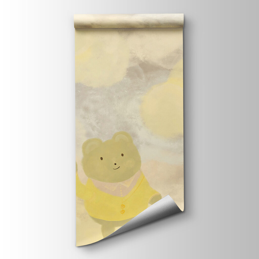 Cartoon bear and bunny in the clouds Cartoon bear and bunny in the clouds