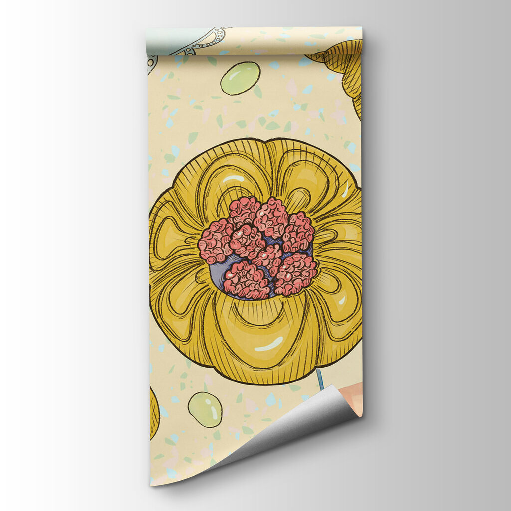 Drawing of pastries and pastries