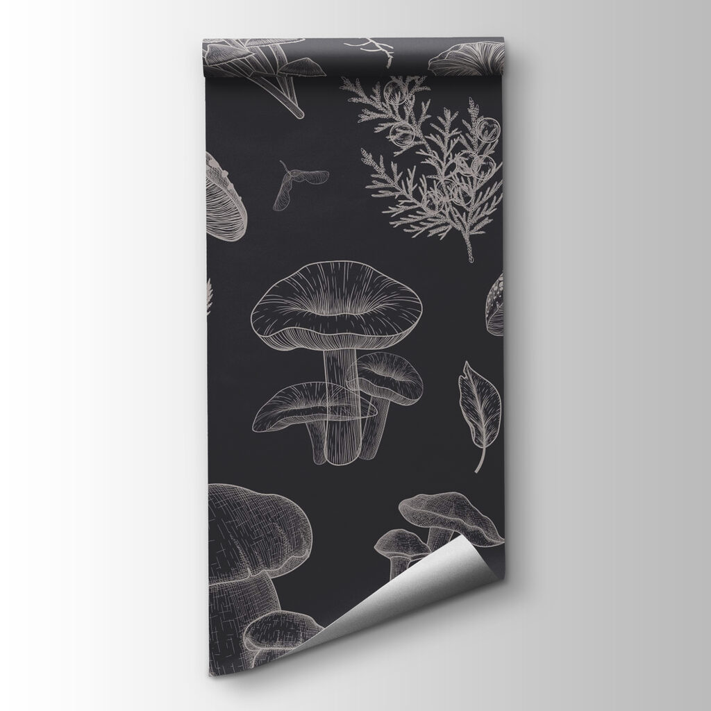 Pattern of mushrooms and leaves Pattern of mushrooms and leaves