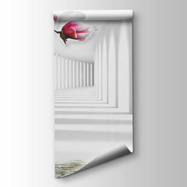 Wallpaper with pink flowers and butterflies Wallpaper with pink flowers and butterflies