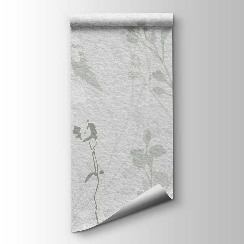 White wall with green leaves White wall with green leaves