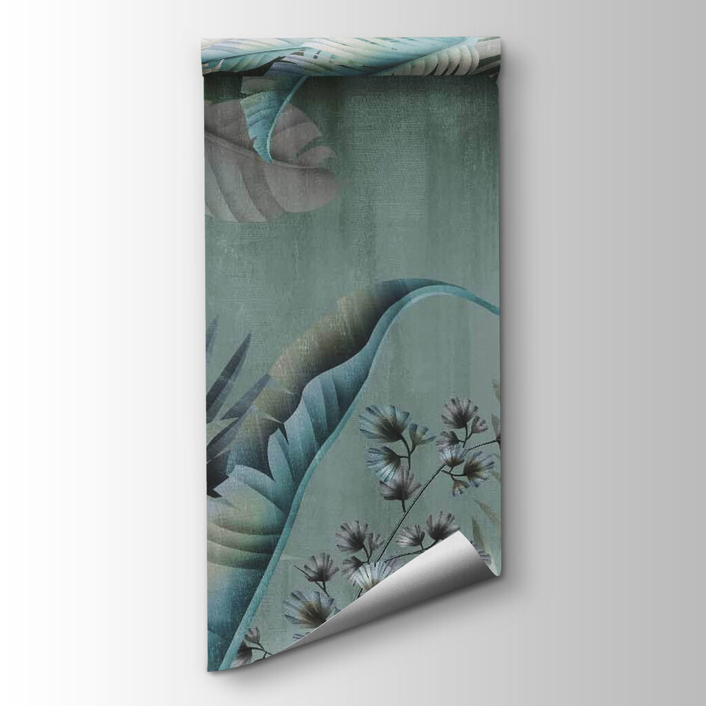 Lush tropical leaves in soft hues