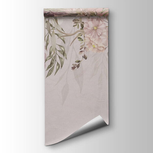 A painting of a tree with flowers and lanterns