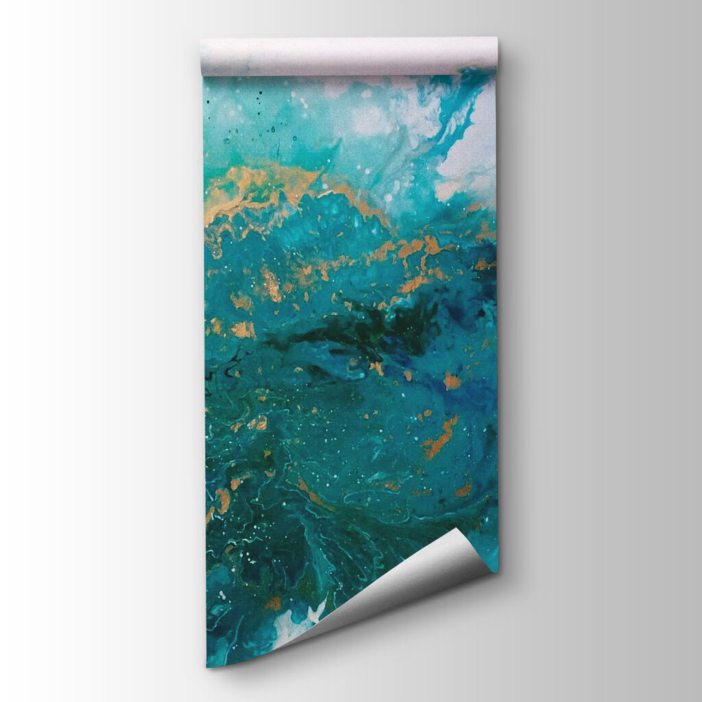 Turquoise waves clash in artistic chaos Turquoise waves clash in artistic chaos