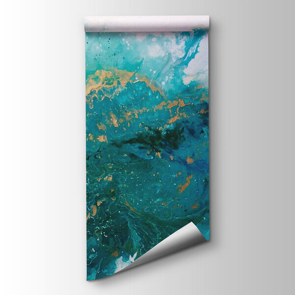 Turquoise waves clash in artistic chaos Turquoise waves clash in artistic chaos