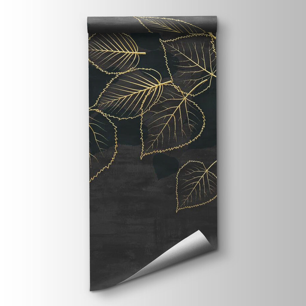 Drawing of leaves on a black background Drawing of leaves on a black background