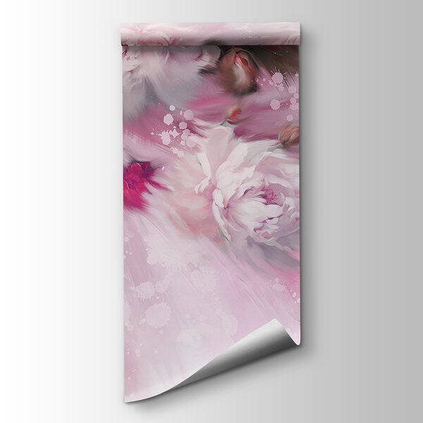 Painting of flowers on a pink background