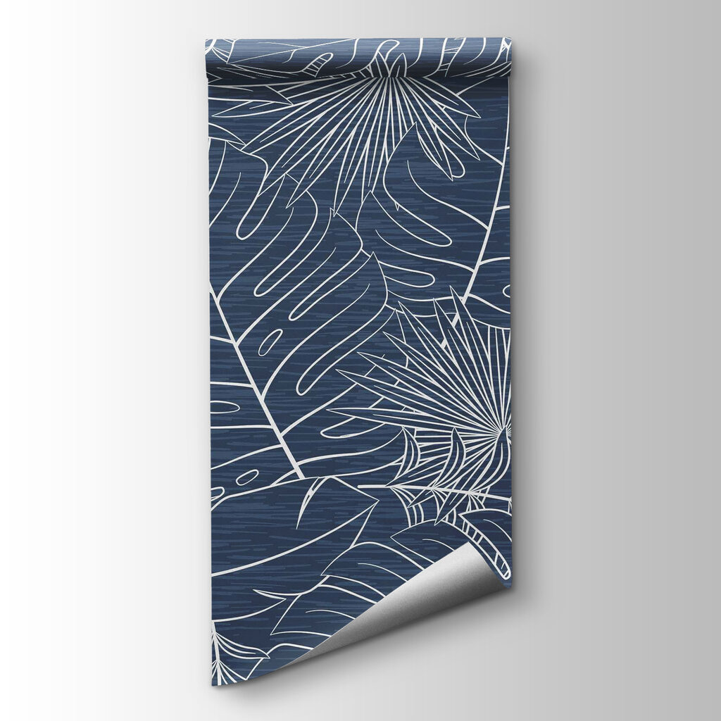 Pattern of leaves on a blue background