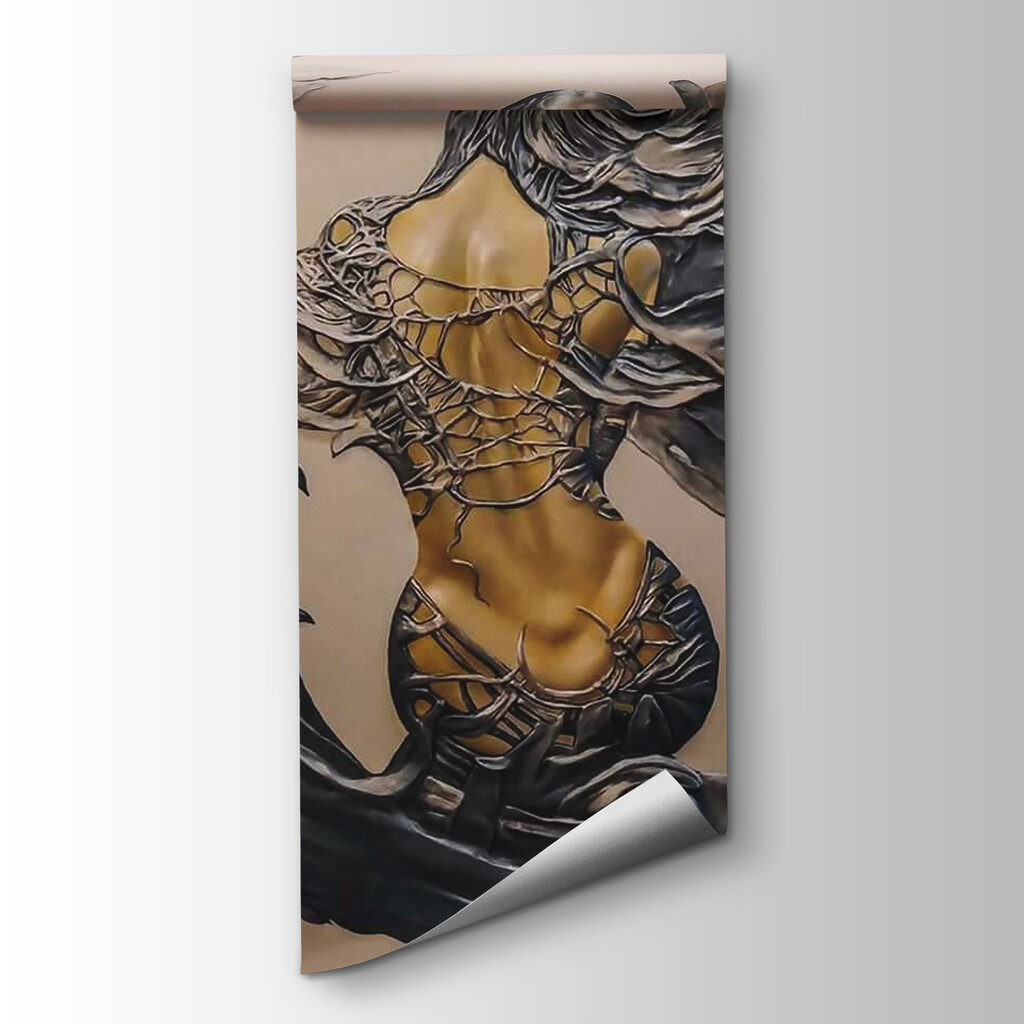 Metal sculpture of a woman with wings Metal sculpture of a woman with wings